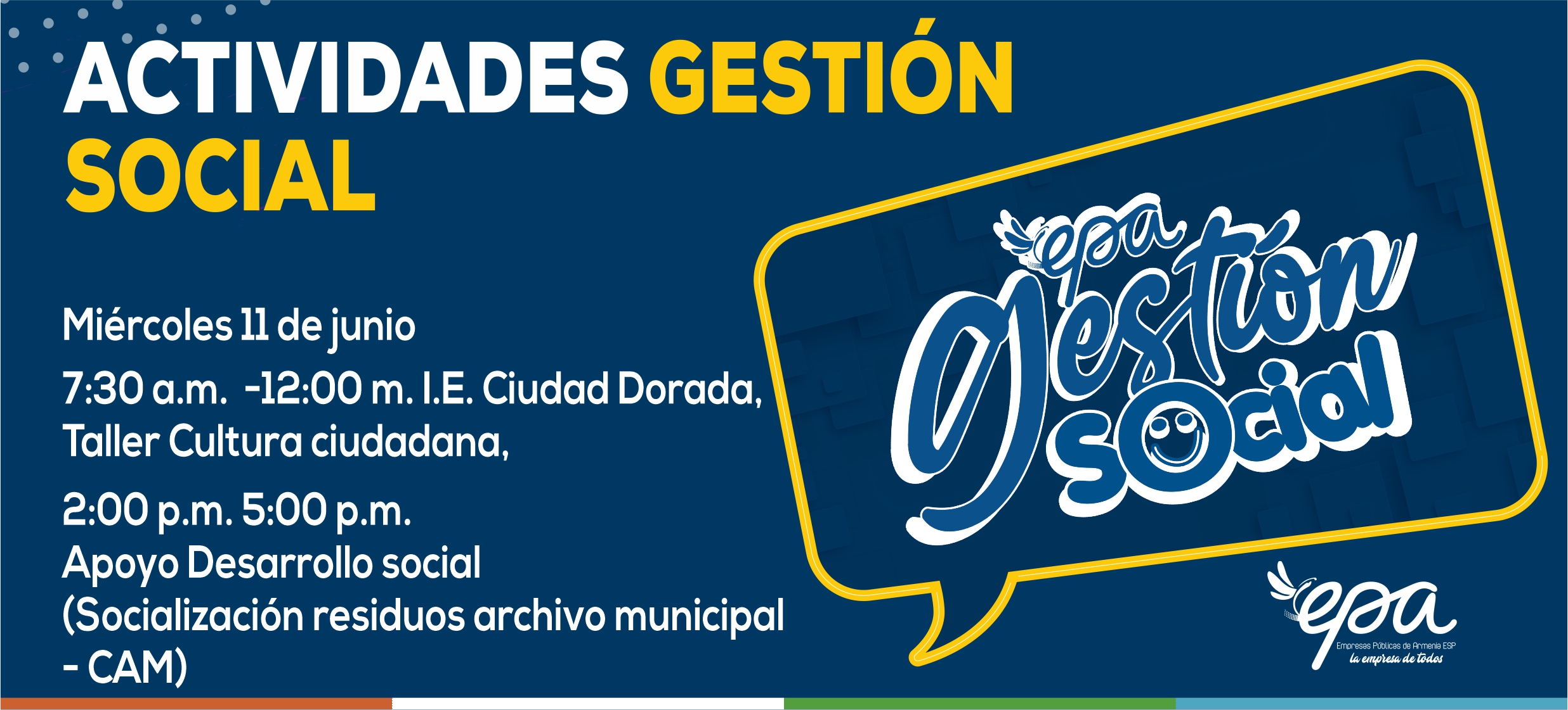 I.E.Ciudad Dorada Apoyo Desarrollo social Socialización residuos archivo municipal CAM miércoles 11 junio
