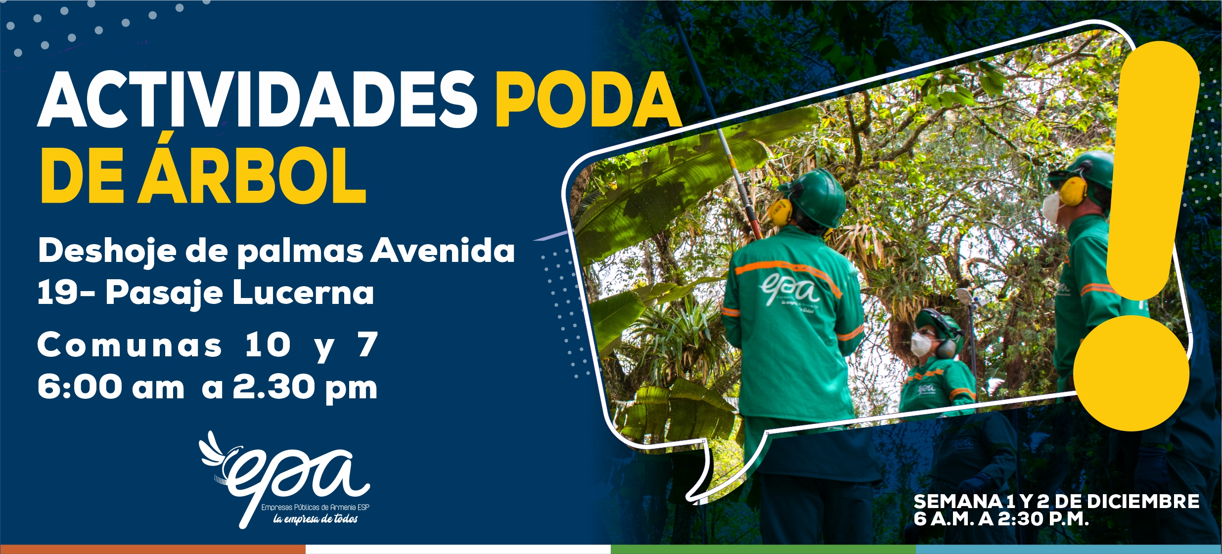 PODA DE ÁRBOL URBANO SEMANA 1 Y 2 DE DICIEMBRE COMUNA 7 Y 10