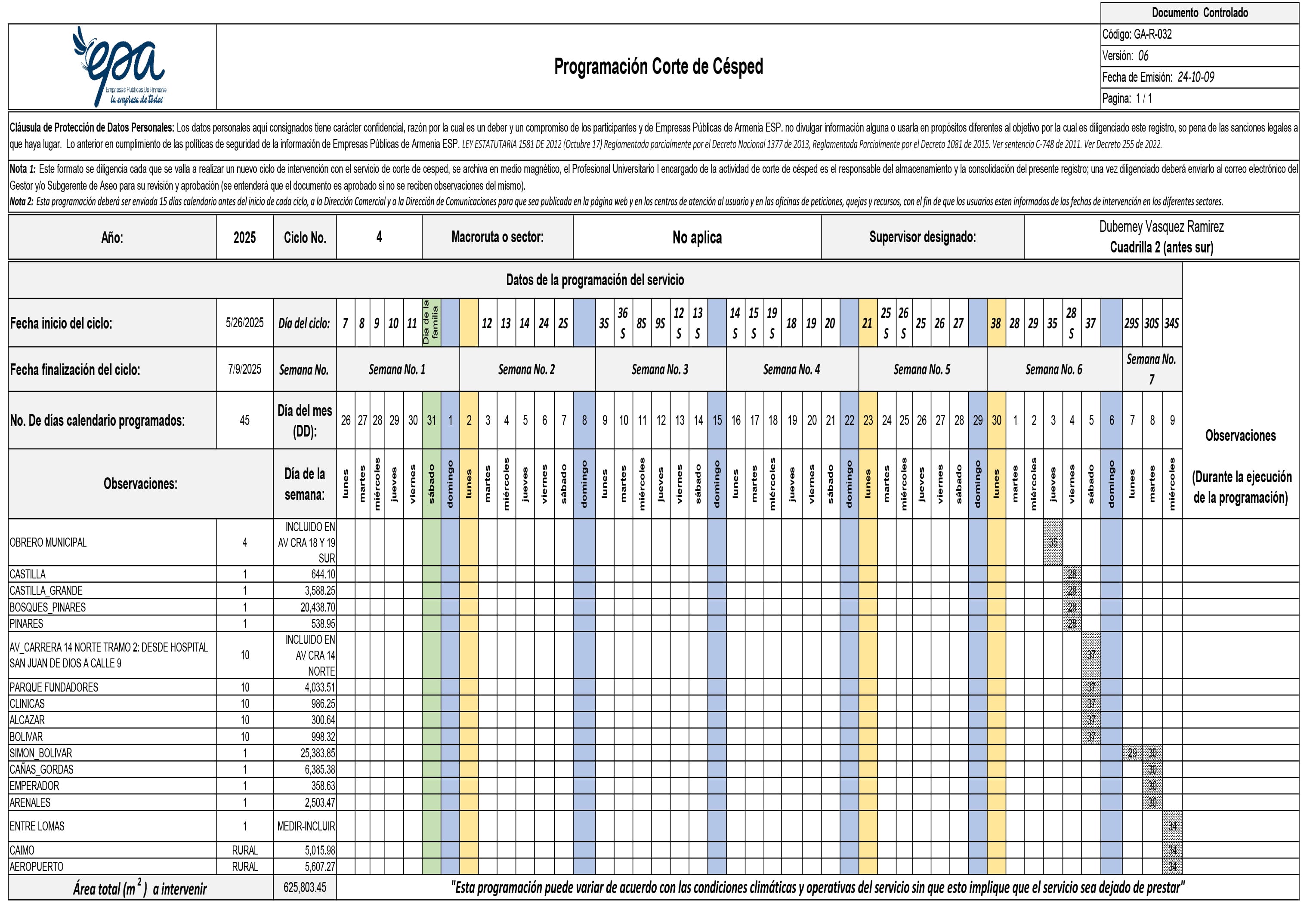 PROGRAMACION CUADRILLA 2 1
