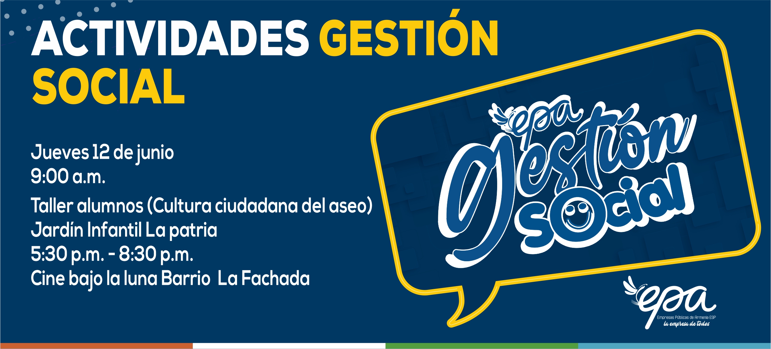 Taller alumnos Cultura ciudadana del aseo Cine bajo la luna jueves 12 junio
