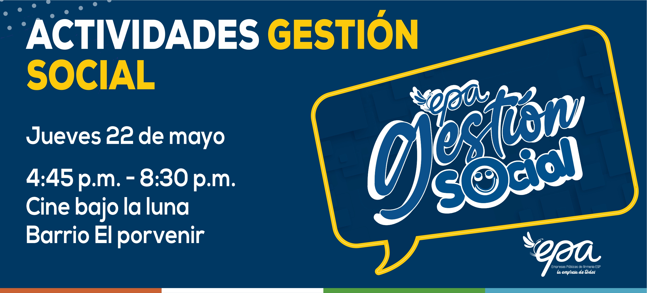 jueves 22 de mayo Cine bajo la luna Barrio El porvenir