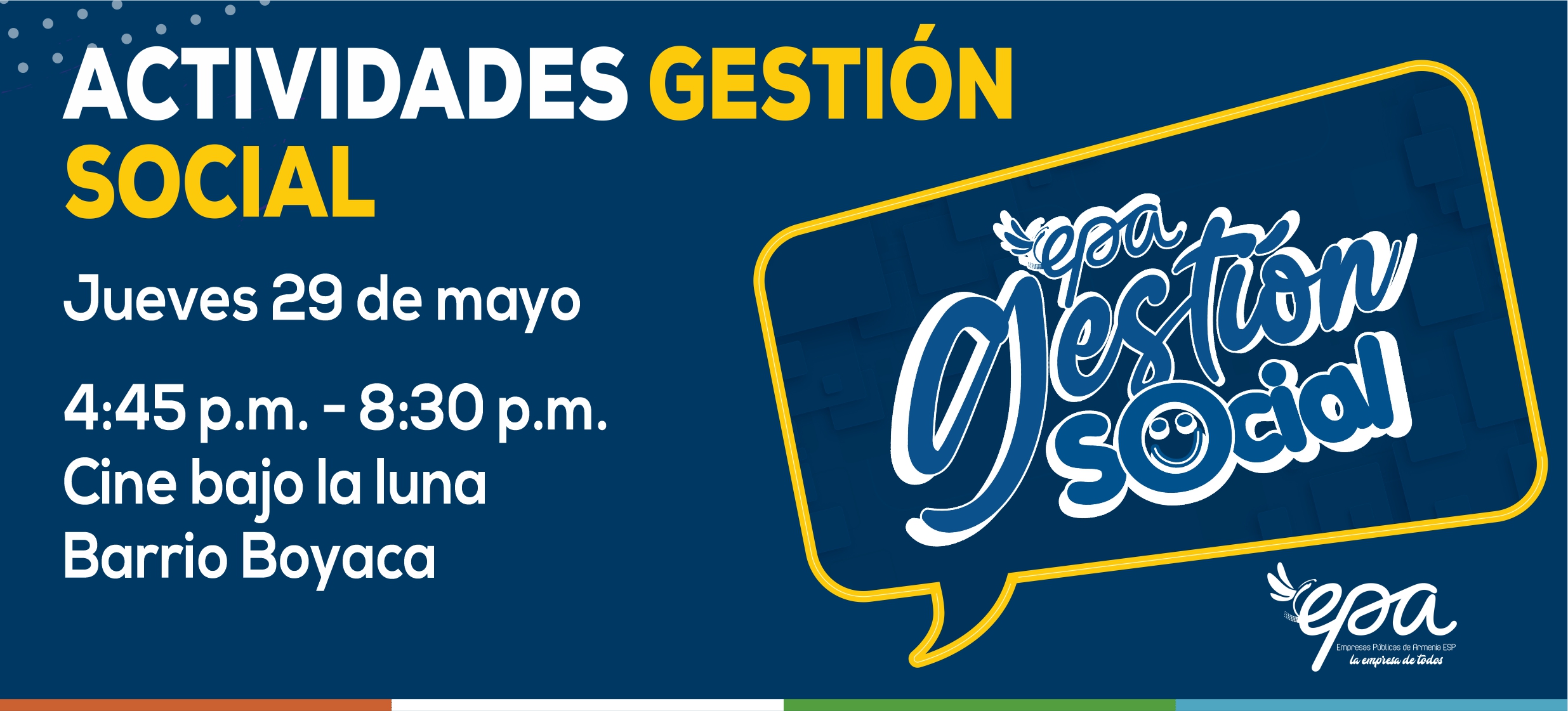 jueves 29 de mayo Cine bajo la luna Barrio Boyaca